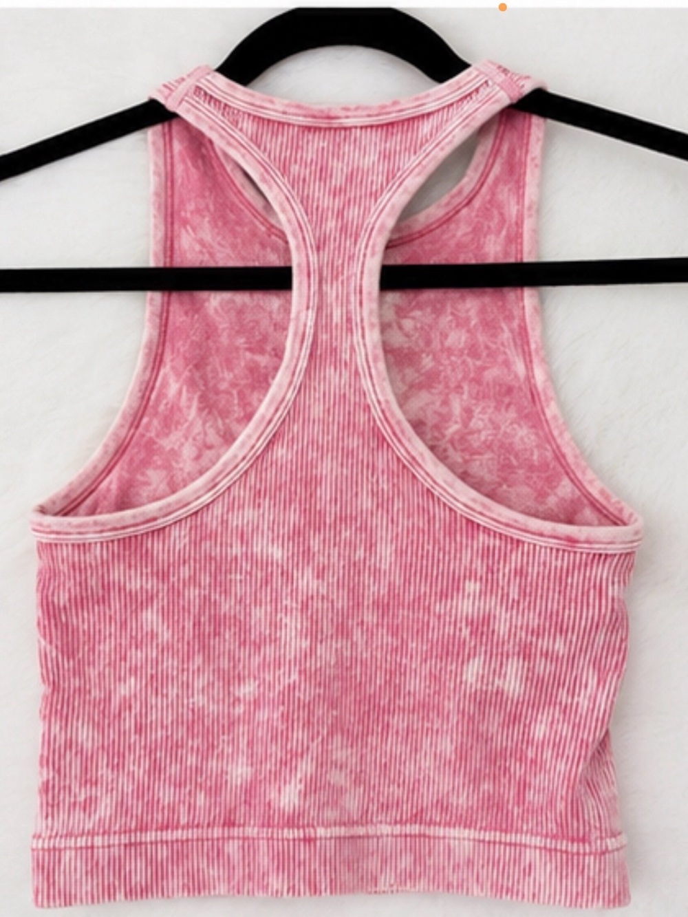 Zenana Outfitters Pink Cropped Ribbed Washed Racerback Tank - Picture 2 of 6